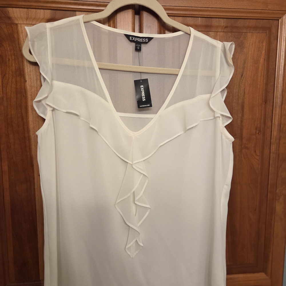 Express Ivory Ruffle Top